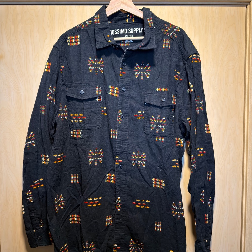 Mossimo Supply Co. Black Shirt with Aztec/Southwestern inspired print